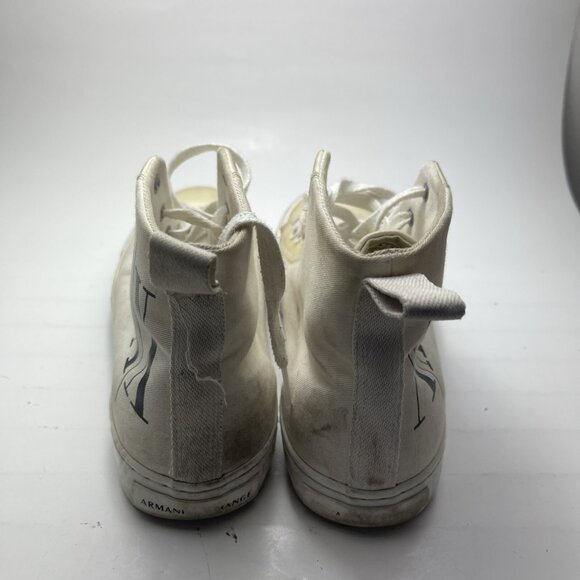 Armani Exchange (AX) Icon Logo High Top Canvas Sneakers Men Size 9 White READ - Picture 2 of 12